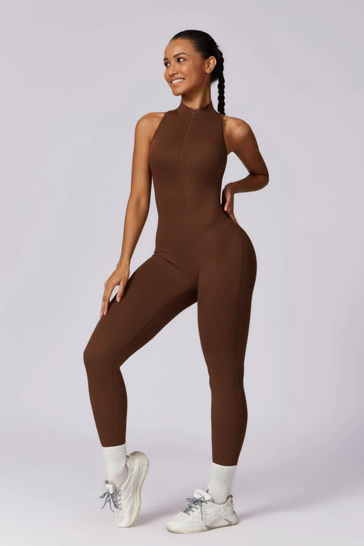 Zaléa Open-Back Jumpsuit - Mocha Brown / S - Jumpsuits